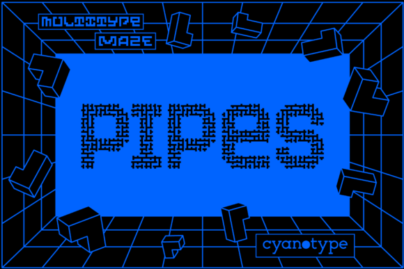 MultiType Maze Pipes: A Pixelated Display Font for Editorial Design